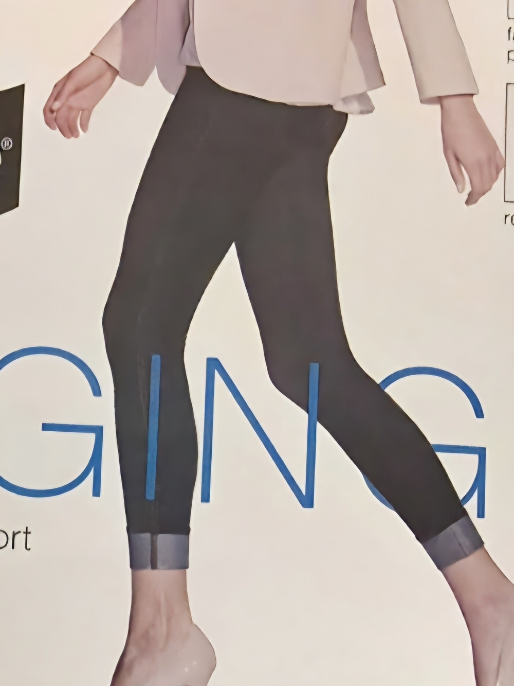 No Nonsense Women's Cuffed Denim Leggings Size Large Black Wash